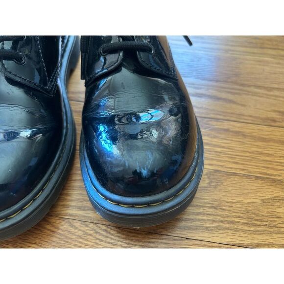 Dr. Martens 1460 Y Combat Boots Unisex Black Patent Leather Side Zip Size M5/L6 - Picture 8 of 10